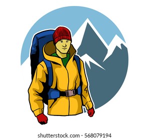 Mountaineer And Ice Mountain