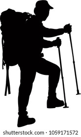a mountaineer man silhouette vector