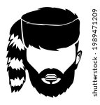 Mountaineer Mountainman with Coonskin Cap Icon Illustration Vector