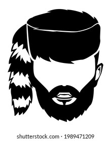 Mountaineer Mountainman with Coonskin Cap Icon Illustration Vector