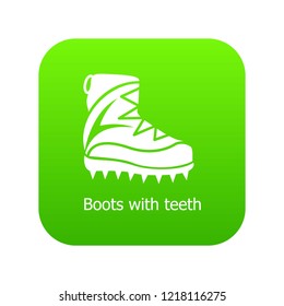 Mountaineer shoes icon green vector isolated on white background