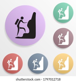 Mountaineering badge color set icon. Simple glyph, flat vector of sport icons for ui and ux, website or mobile application
