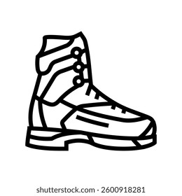 mountaineering boots footwear tourism line icon vector. mountaineering boots footwear tourism sign. isolated contour symbol black illustration
