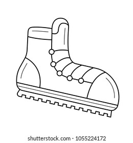 Mountaineering boots vector line icon isolated on white background. Mountaineering boots line icon for infographic, website or app. Icon designed on a grid system.