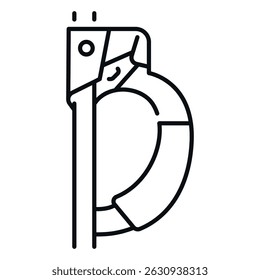 Mountaineering carabiner icon suitable for use in outdoor climbing, extreme sports and gear branding related designs.