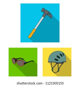 Mountaineering and climbing flat icons in set collection for design. Equipment and accessories vector symbol stock web illustration.