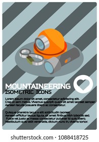 Mountaineering color isometric poster