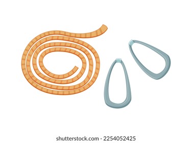 Mountaineering composition with cartoon style climbers gear equipment on blank background vector illustration