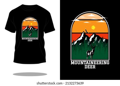 mountaineering deer retro t shirt design