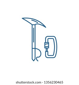 Mountaineering equipment line icon concept. Mountaineering equipment flat  vector symbol, sign, outline illustration.