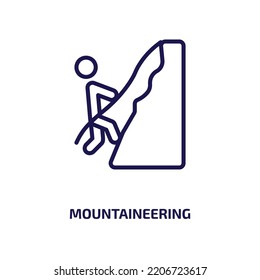 mountaineering icon from activity and hobbies collection. Thin linear mountaineering, hiking, mountain outline icon isolated on white background. Line vector mountaineering sign, symbol for web and 