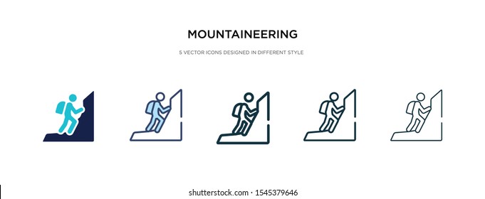 mountaineering icon in different style vector illustration. two colored and black mountaineering vector icons designed in filled, outline, line and stroke style can be used for web, mobile, ui