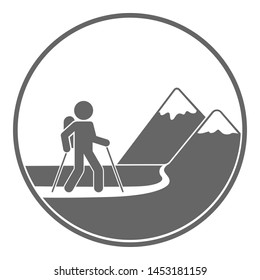 Mountaineering symbol. Tourist icon. Vector.