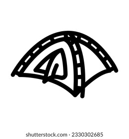 mountaineering tent adventure line icon vector. mountaineering tent adventure sign. isolated contour symbol black illustration