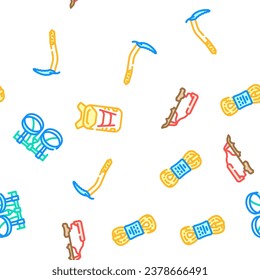 mountaineering tool sport vector seamless pattern thin line illustration