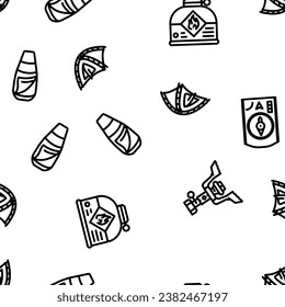 mountaineering tool sport vector seamless pattern thin line illustration