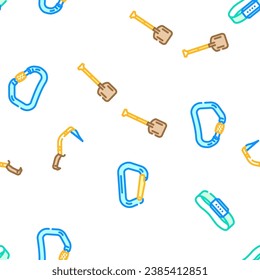 mountaineering tool sport vector seamless pattern thin line illustration