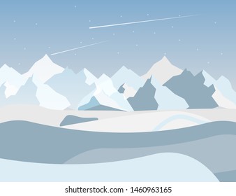 Mountaineering and Traveling Vector Illustration. Landscape with Mountain Peaks. Extreme Sports, Vacation and Outdoor Recreation Concept.