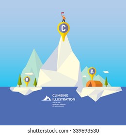 Mountaineering. Vector illustration of nature in the polygonal style.