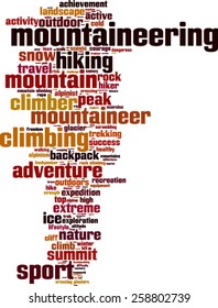 Mountaineering word cloud concept. Vector illustration