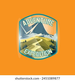 Logo de los montañeros Vector gráfico de ilustración con fondo