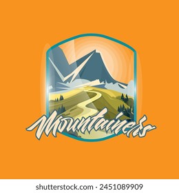 Mountainers logo vector graphic of illustration with background