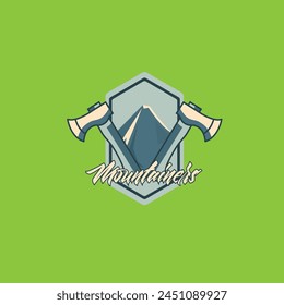 Logo de los montañeros Vector gráfico de ilustración con fondo