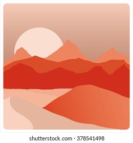 mountainous landscape in red colors