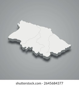 El mapa isométrico 3d de Mountainous Shirvan es una región económica de Azerbaiyán, Ilustración vectorial