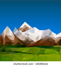 Mountainous terrain, polygonal background, vector illustration.