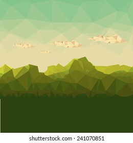 Mountainous terrain, polygonal background, vector illustration. 