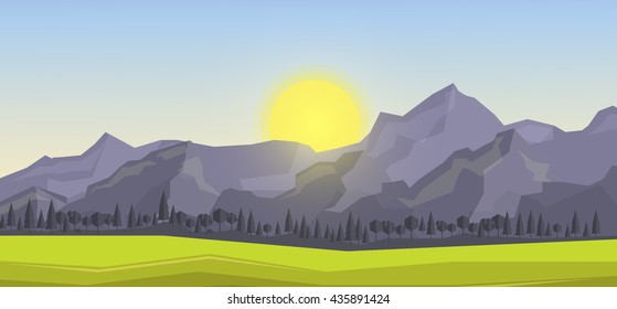 Mountainous terrain, polygonal background, vector illustration.