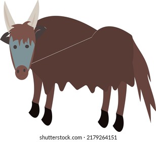 Mountainous yak found in high altitude area.
