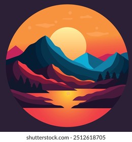 Mountains Abstract Geometric Pattern with Vibrant Colors