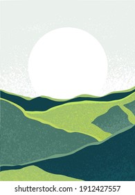 Mountains abstract illustration. Nature scape image. Vector art print