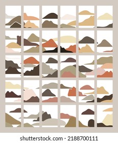 Mountains Abstract Templates Vector Set.These templates can be used for a variety of design purposes, such as wall art, wall decor, posters, or web graphics.  
