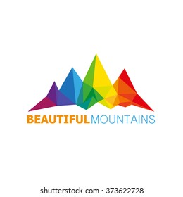 Mountains abstract triangle design concept element isolated on a white backgrounds, vector illustration