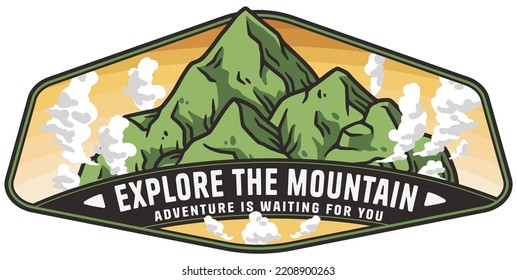 Mountains adventure outdoor print. Nature wild life explore. Wanderlust and camping