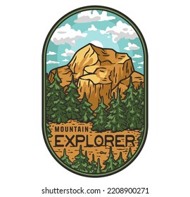 Mountains adventure outdoor print. Nature wild life explore. Wanderlust and camping