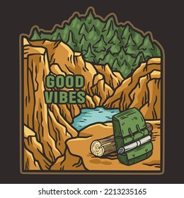 Mountains adventure outdoor print. Nature wild life explore. Wanderlust and camping