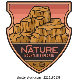 Mountains adventure outdoor print. Nature wild life explore. Wanderlust and camping