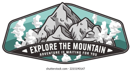 Mountains adventure outdoor print. Nature wild life explore. Wanderlust and camping