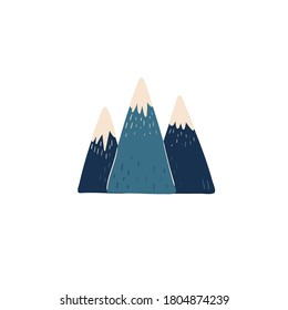 Mountains. Adventure tourism, summer vacation trip, hiking and backpacking, camping elements isolated on white background. Cute cartoon colorful vector illustration.