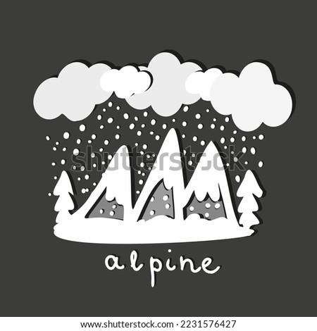 Mountains alpine winter vector illustration 