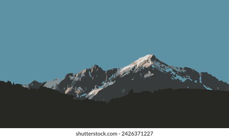 mountains alps twilight scenery vector illustration background 
