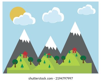 Mountains Area Vector Art and Illustration. Free Mountain Vector Landscape vector illustration. It is the best design.

