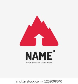 The mountains and arrow. Vector logo design. Business concept icon.