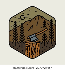 Mountains and axes graphic illustration vector art t-shirt design