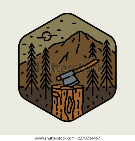 Mountains and axes graphic illustration vector art t-shirt design