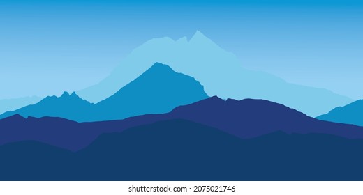 Mountains background, banner poster. Flat landscape